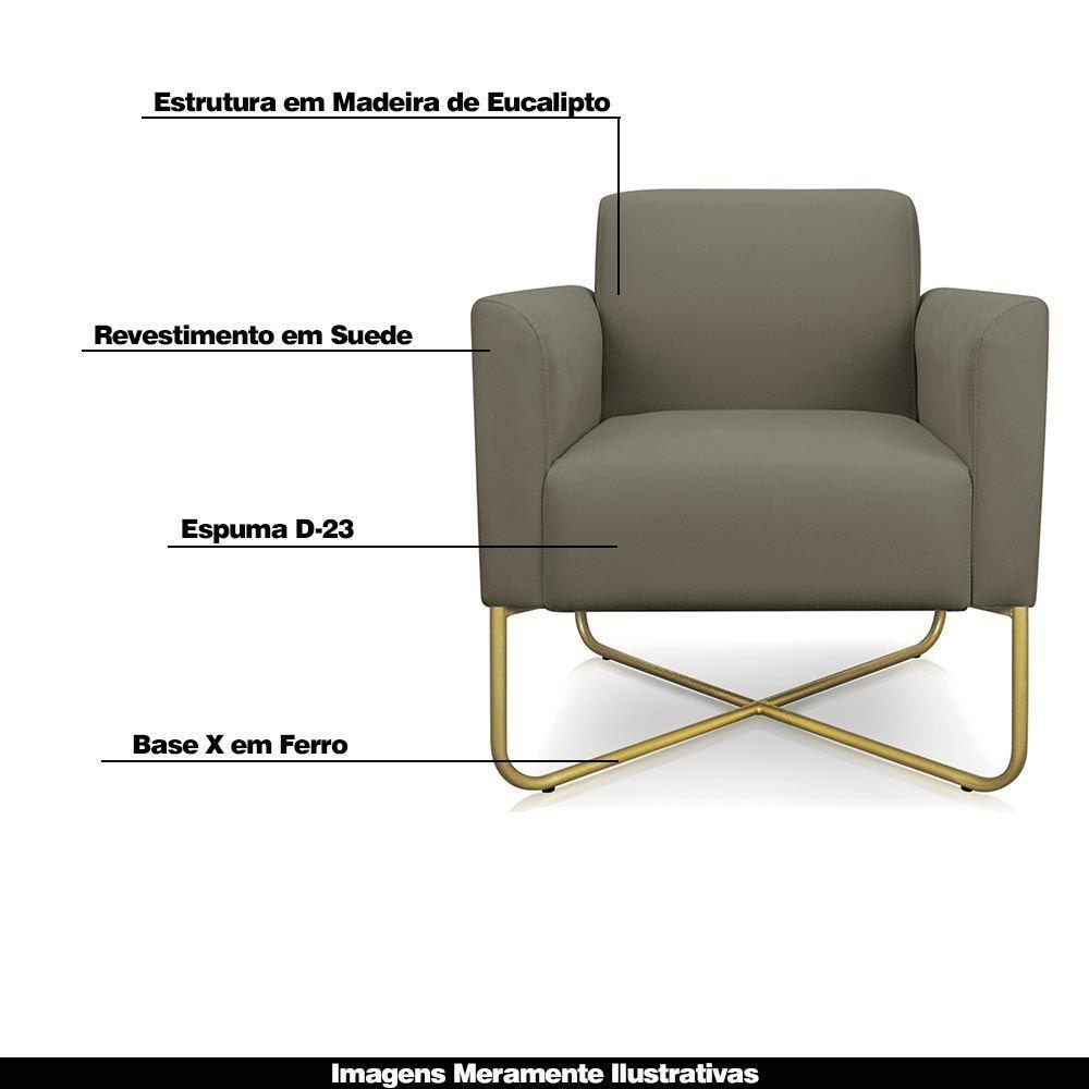 Kit 2 Poltronas Isabella Base X Suede Nude dourado - 7