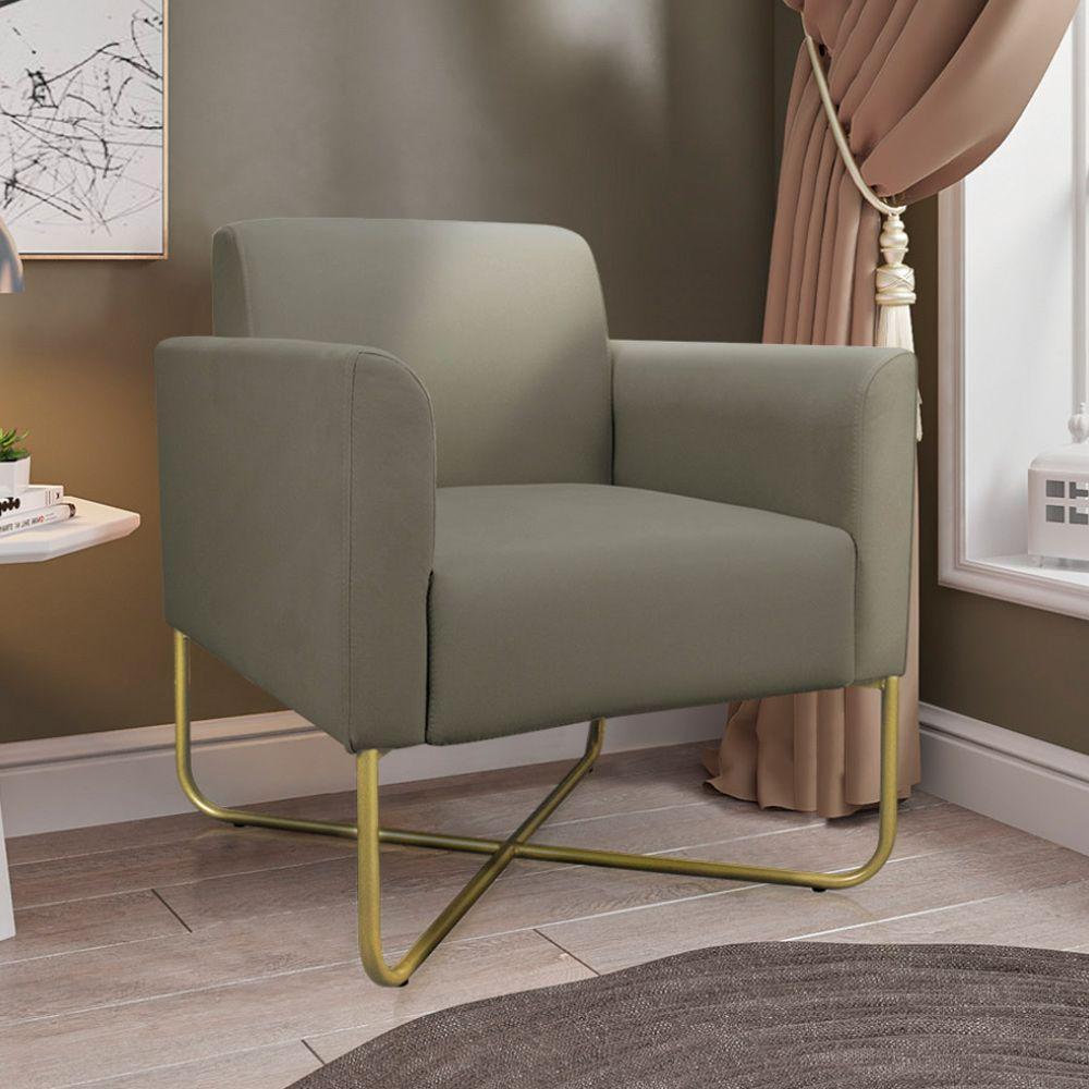 Kit 2 Poltronas Isabella Base X Suede Nude dourado - 9