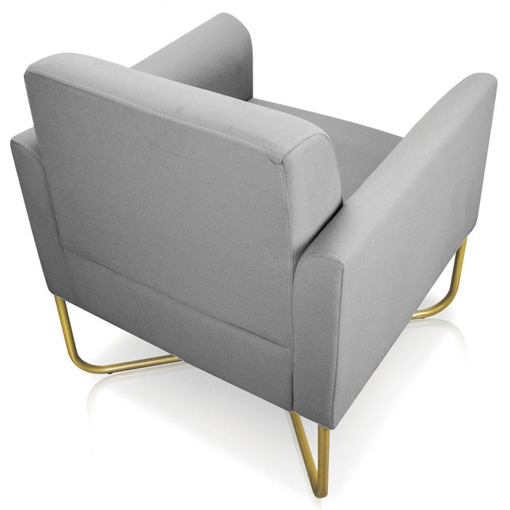 Kit 2 Poltronas Isabella Base X Suede Cinza dourado - 6