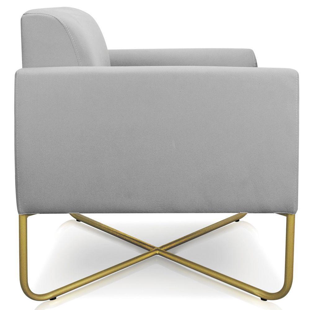Kit 2 Poltronas Isabella Base X Suede Cinza dourado - 7