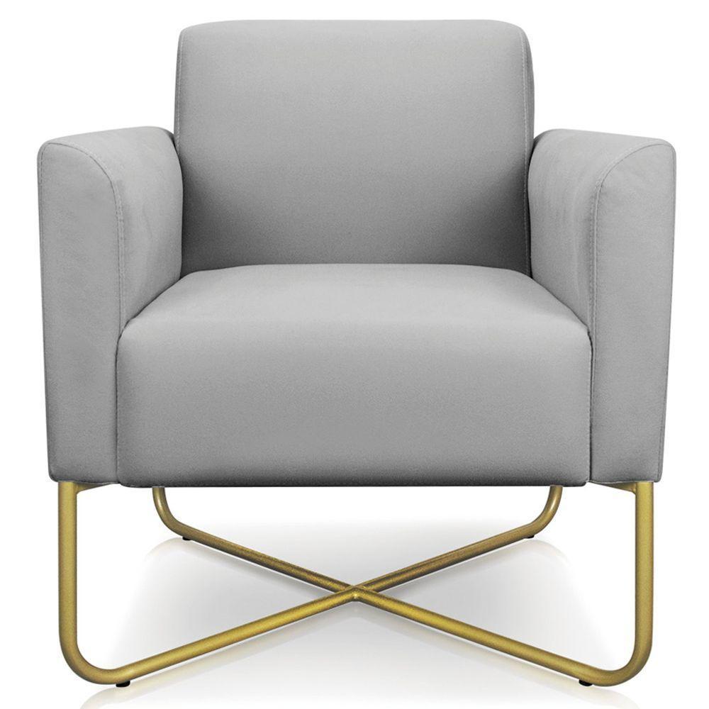 Kit 2 Poltronas Isabella Base X Suede Cinza dourado - 9