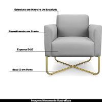 Kit 2 Poltronas Isabella Base X Suede Cinza dourado - 3