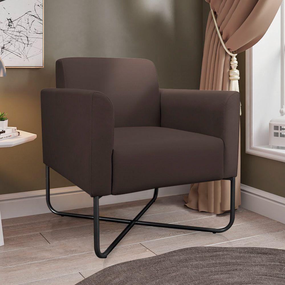 Kit 2 Poltronas Isabella Base X Suede Marrom preto - 9