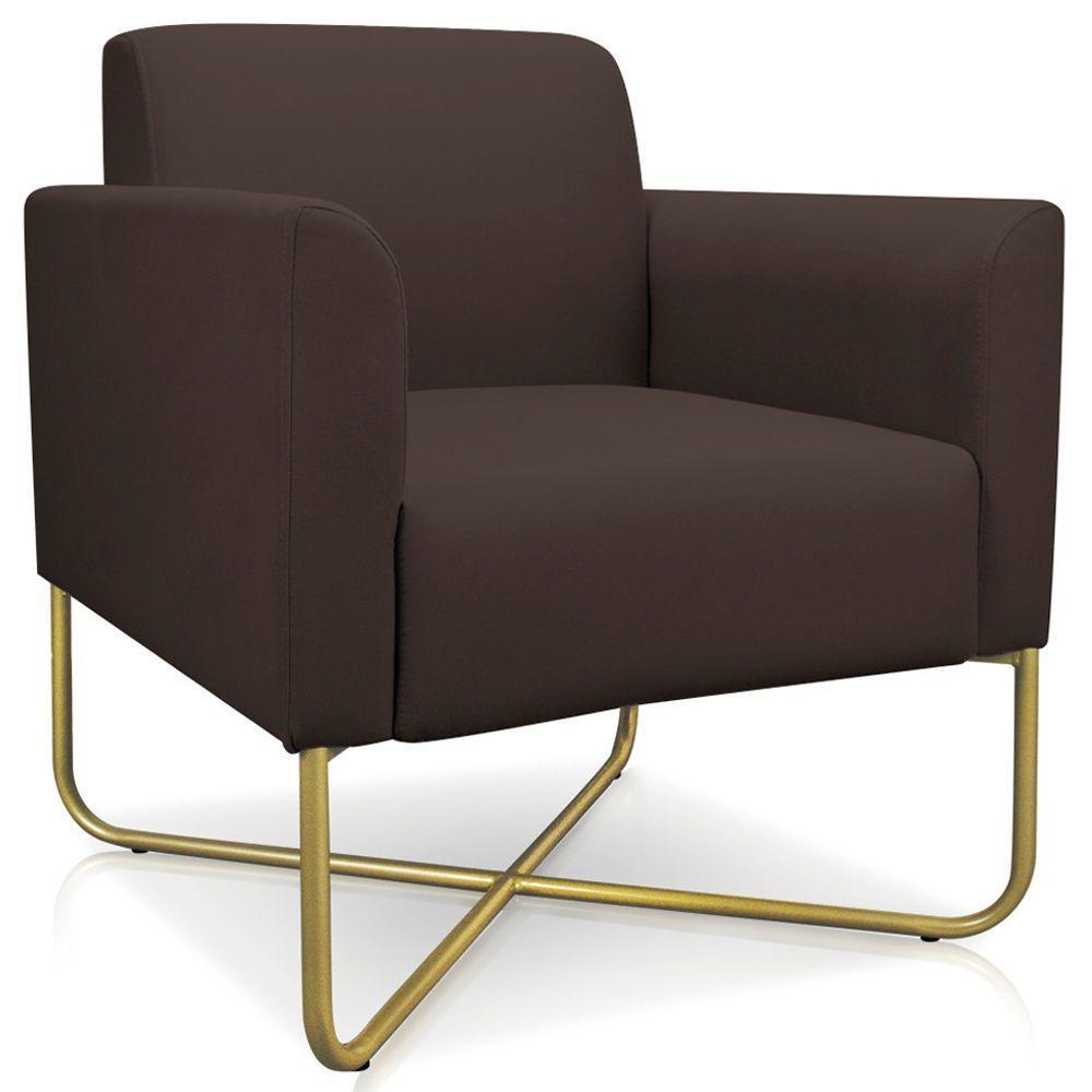 Kit 2 Poltronas Isabella Base X Suede Marrom dourado - 4