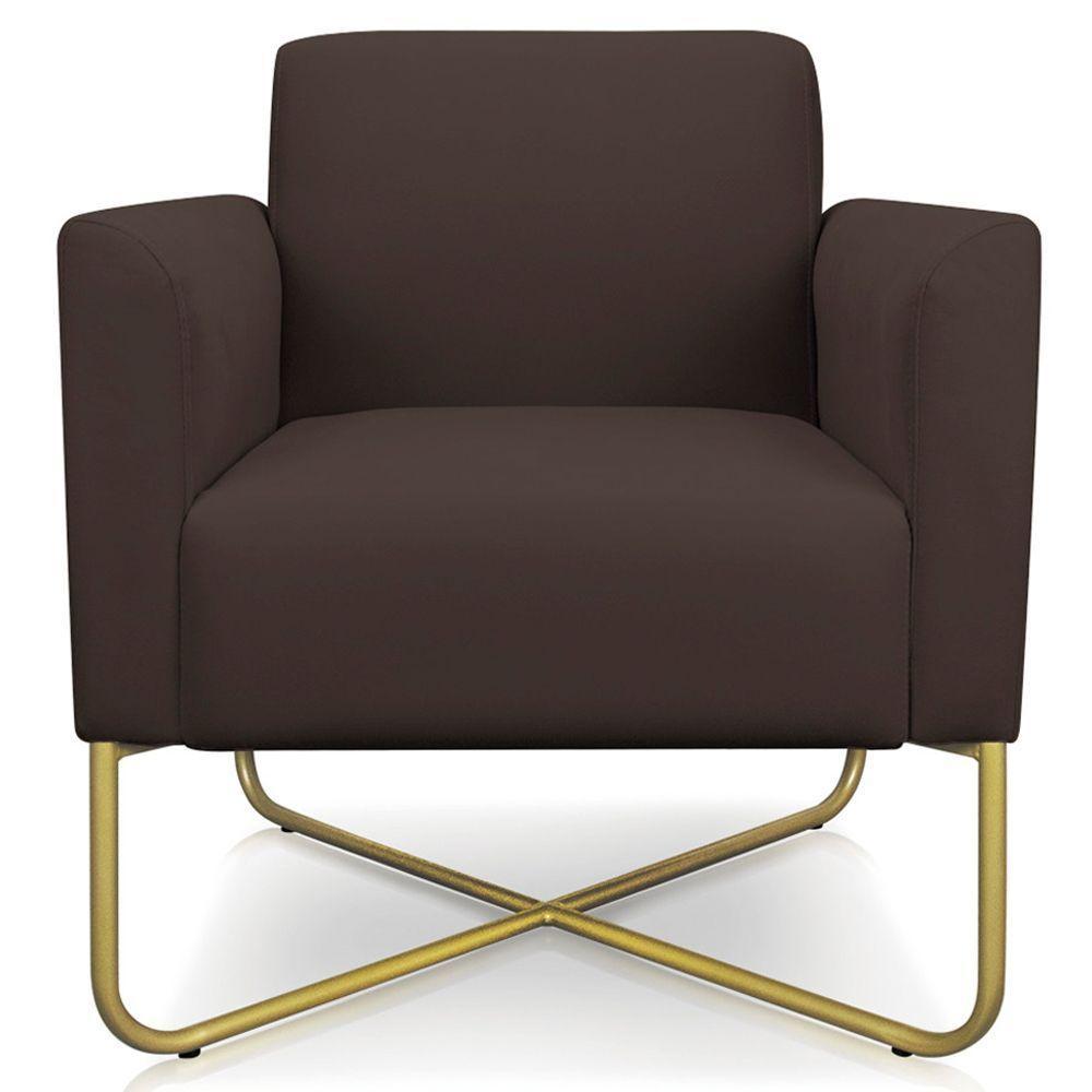 Kit 2 Poltronas Isabella Base X Suede Marrom dourado - 5