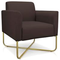 Kit 2 Poltronas Isabella Base X Suede Marrom dourado