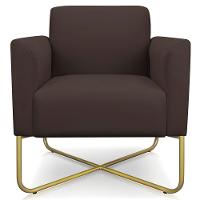 Kit 2 Poltronas Isabella Base X Suede Marrom dourado - 5