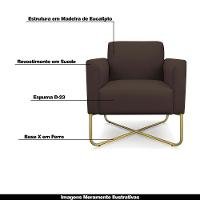 Kit 2 Poltronas Isabella Base X Suede Marrom dourado - 7