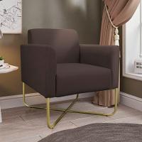 Kit 2 Poltronas Isabella Base X Suede Marrom dourado - 9