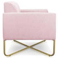 Kit 2 Poltronas Isabella Base X Suede Rosa Bebê dourado - 3