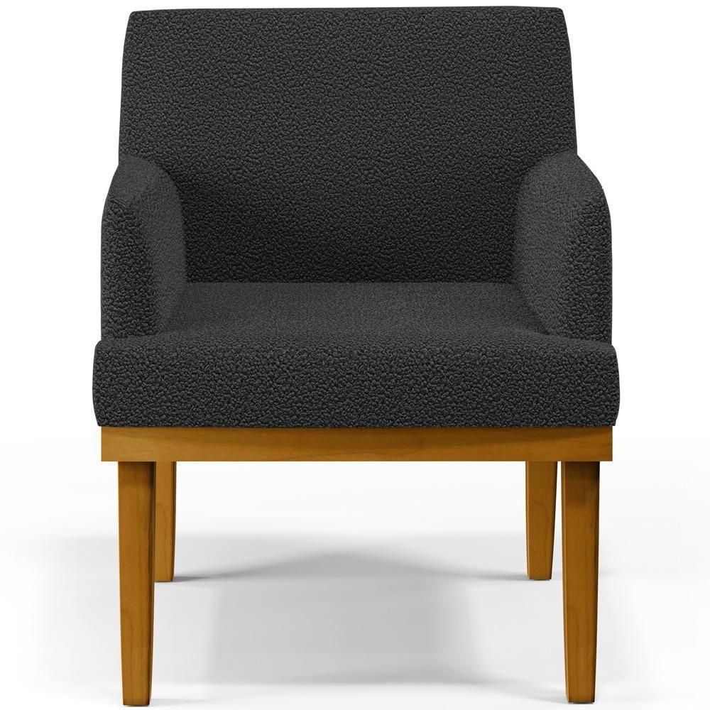 Kit 4 Poltronas Decorativas Sala De Estar E Recepção Base Mel Beatriz W01 Bouclê Preto - Lyam Decor - 10