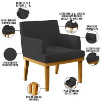 Kit 4 Poltronas Decorativas Sala De Estar E Recepção Base Mel Beatriz W01 Bouclê Preto - Lyam Decor - 5