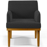 Kit 4 Poltronas Decorativas Sala De Estar E Recepção Base Mel Beatriz W01 Bouclê Preto - Lyam Decor - 10