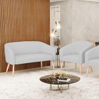 Kit Namoradeira 2 Lugares E 1 Poltrona Cinza A05 Pés Palito - 8