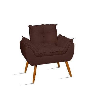 Kit Namoradeira E Poltrona Decorativa Opala Sala De Estar Suede Marrom Balaqui Decor