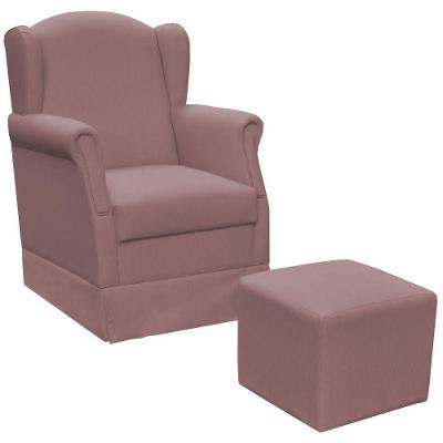 Poltrona De Amamentação Com Balanço E Puff Elisa P02 Suede Rosê Lyam Decor