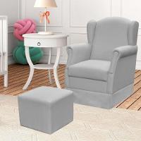 Poltrona E Puff Elisa P02 Linho Cinza - 5