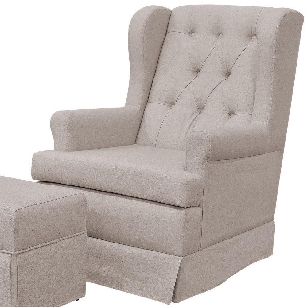 Poltrona E Puff Helena P02 Capitonê Linho Bege - 5