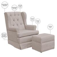 Poltrona E Puff Helena P02 Capitonê Linho Bege - 3