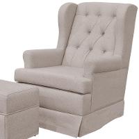 Poltrona E Puff Helena P02 Capitonê Linho Bege - 5