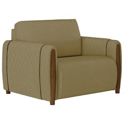 Poltrona Decorativa Encanto Pés em Madeira Revestimento Linho Molufan Estofados