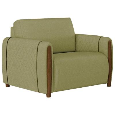 Poltrona Decorativa Encanto Pés em Madeira Revestimento Linho Molufan Estofados