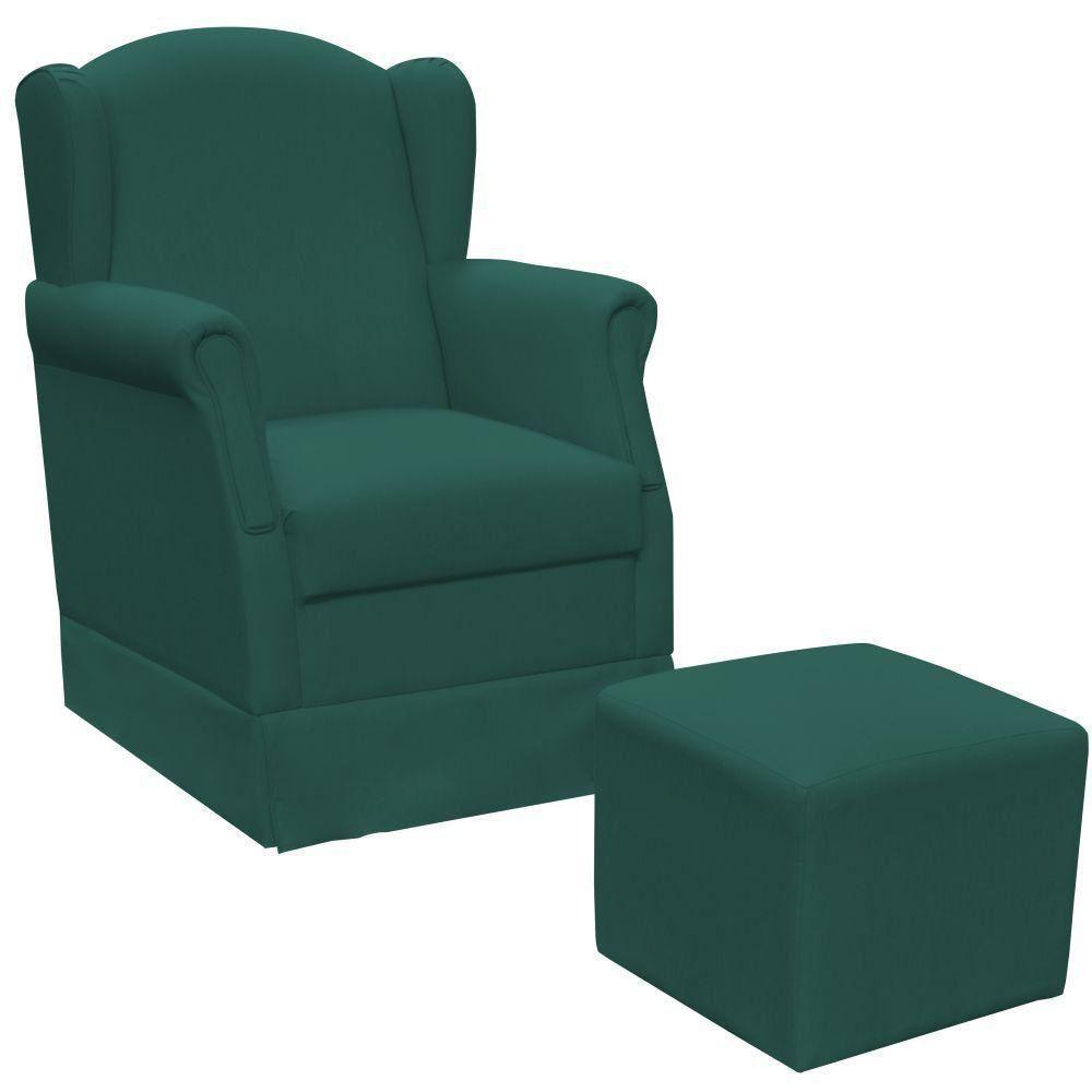 Poltrona E Puff Elisa P02 Suede Verde Musgo - 1