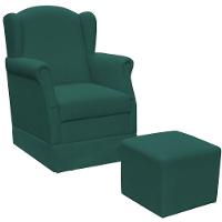 Poltrona E Puff Elisa P02 Suede Verde Musgo - 1