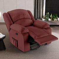 Poltrona Do Papai Reclinável Sala De Cinema Madrid Glider Manual Giratória Massagem Usb Pu Vermelho - 1