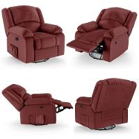 Poltrona Do Papai Reclinável Sala De Cinema Madrid Glider Manual Giratória Massagem Usb Pu Vermelho