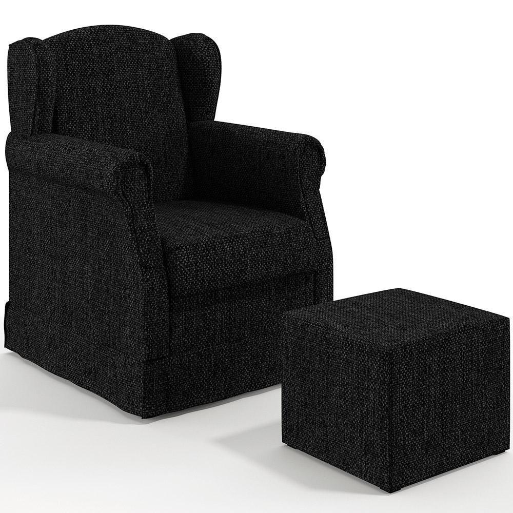 Poltrona E Puff Elisa P02 Linho Chumbo - 1