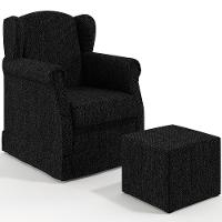 Poltrona E Puff Elisa P02 Linho Chumbo - 1