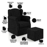 Poltrona E Puff Elisa P02 Linho Chumbo - 6