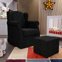 Poltrona E Puff Elisa P02 Linho Chumbo - 8