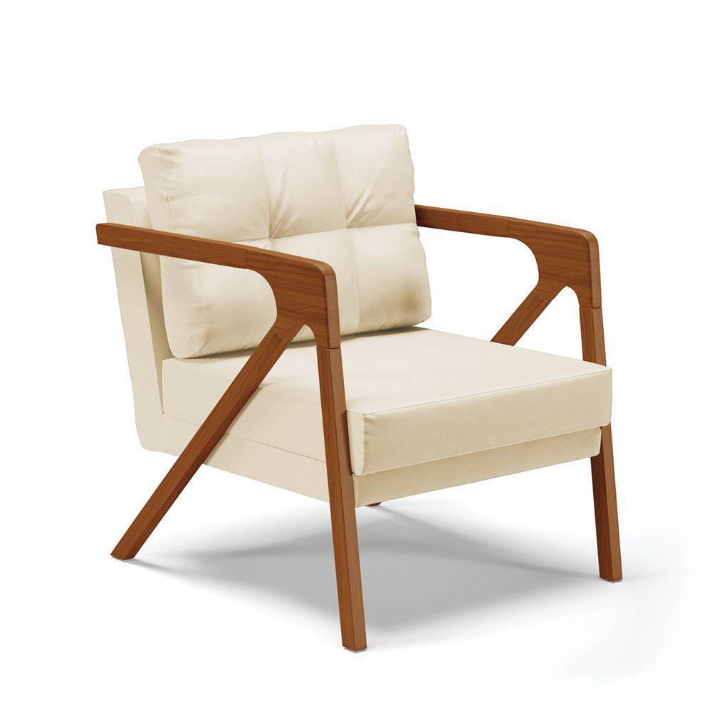 Poltrona Melissa Corino Bege Base De Madeira Castanho - 1