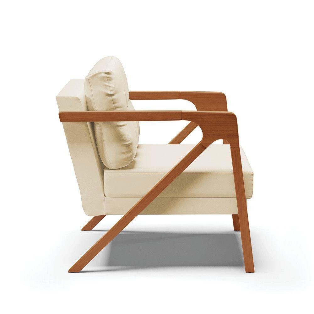 Poltrona Melissa Corino Bege Base De Madeira Castanho - 5