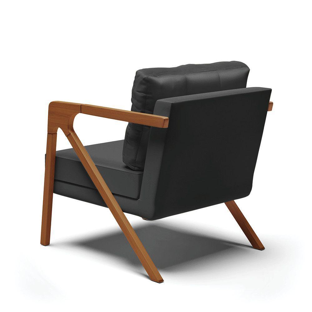 Poltrona Melissa Corino Preto Base De Madeira Castanho - 5