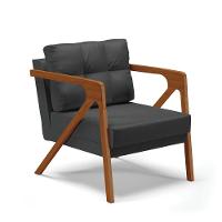 Poltrona Melissa Corino Preto Base De Madeira Castanho - 1