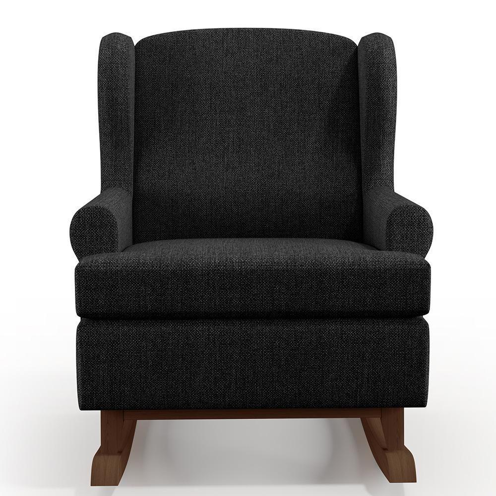 Poltrona Malu Base De Madeira P02 Linho Chumbo - 6