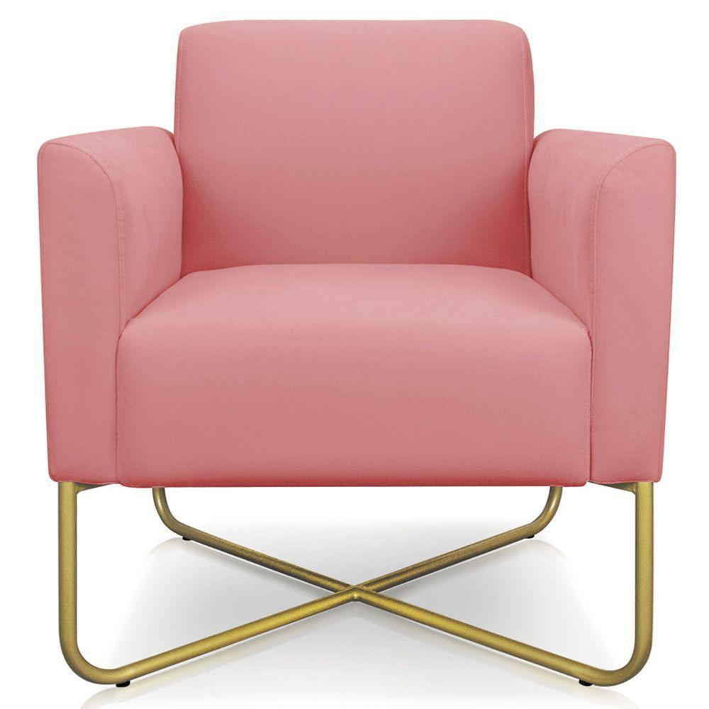 Poltrona Isabella Base X Suede Rosê dourado - 1