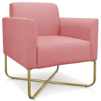 Poltrona Isabella Base X Suede Rosê dourado