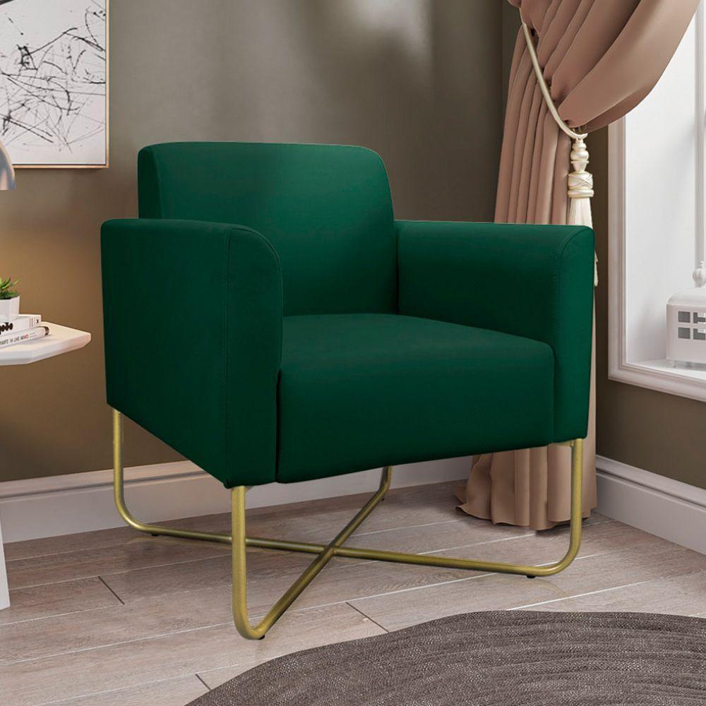 Poltrona Isabella Base X Suede Verde dourado - 7
