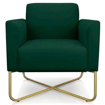 Poltrona Isabella Base X Suede Verde dourado