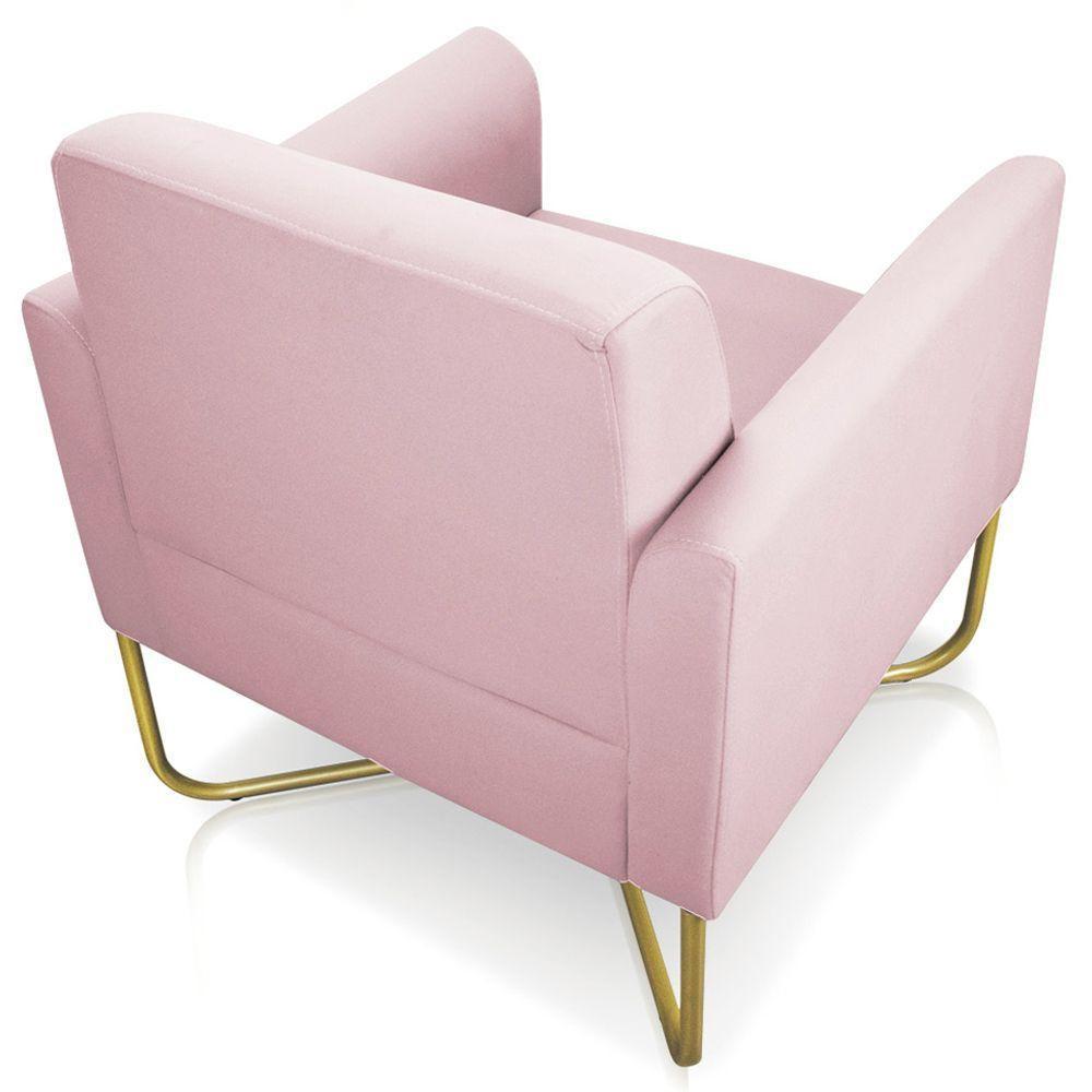 Poltrona Isabella Base X Suede Rosa Bebê dourado - 2