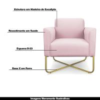 Poltrona Isabella Base X Suede Rosa Bebê dourado - 6