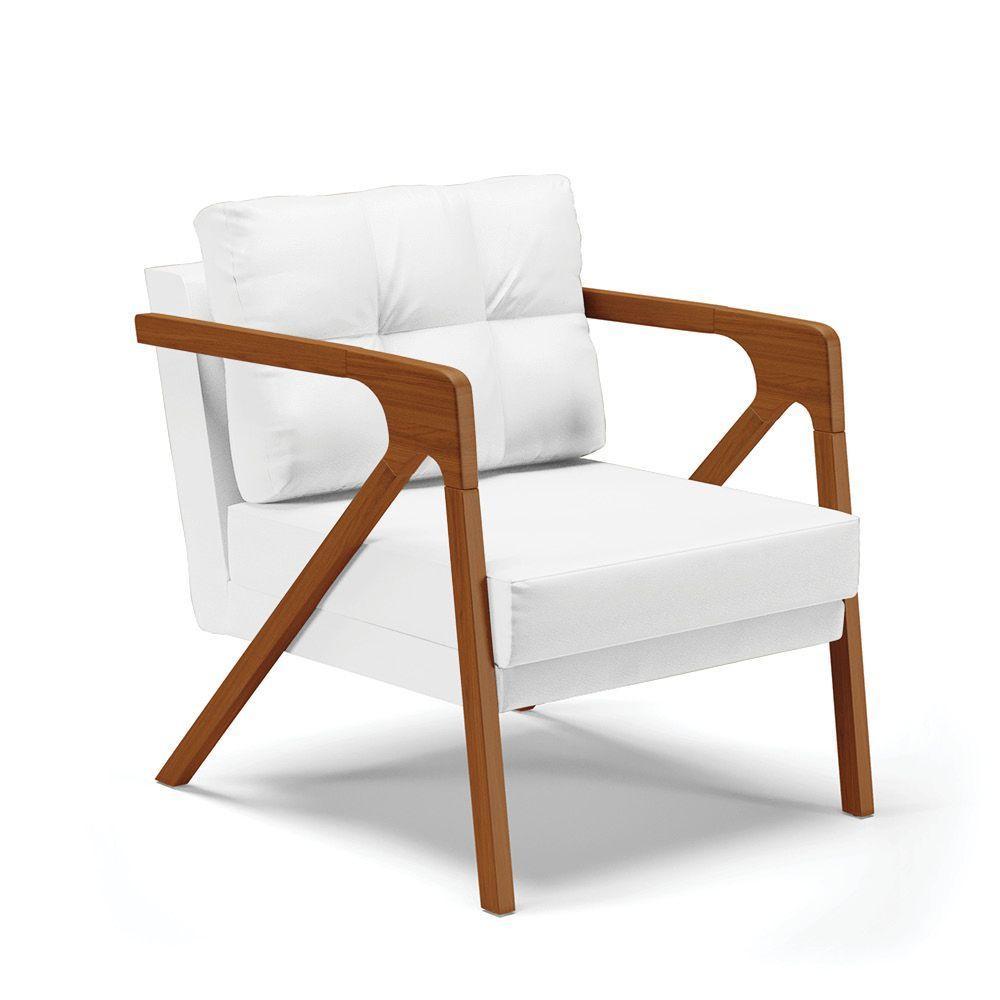 Poltrona Melissa Corino Branco Base De Madeira Castanho - 1