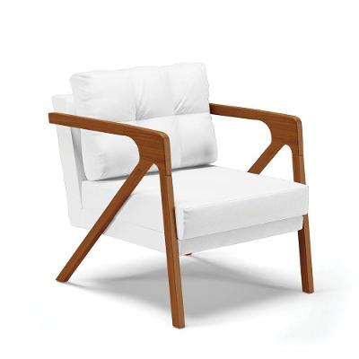 Poltrona Melissa Corino Branco Base De Madeira Castanho