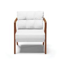 Poltrona Melissa Corino Branco Base De Madeira Castanho - 7