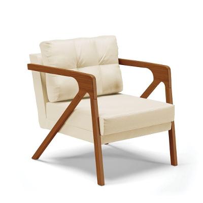 Poltrona Melissa Corino Base De Madeira Castanho Cor Bege