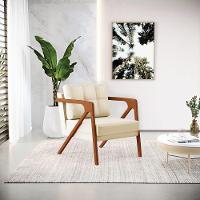 Poltrona Melissa Corino Base De Madeira Castanho Cor Bege - 13